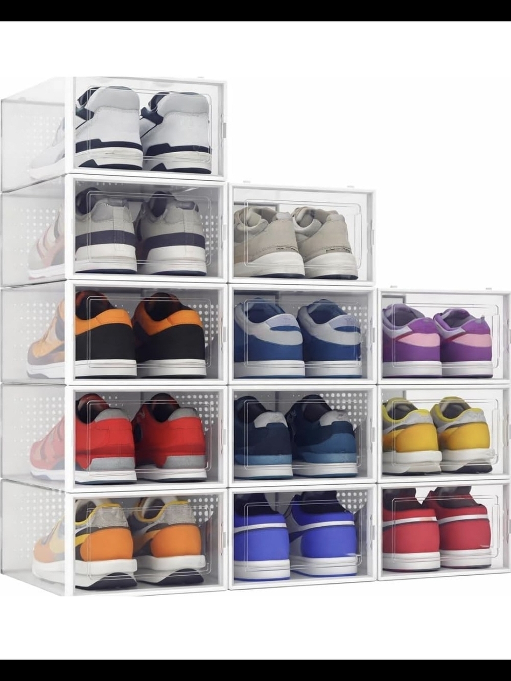 24 Modular White Frame Clear Shoe Storage Boxes